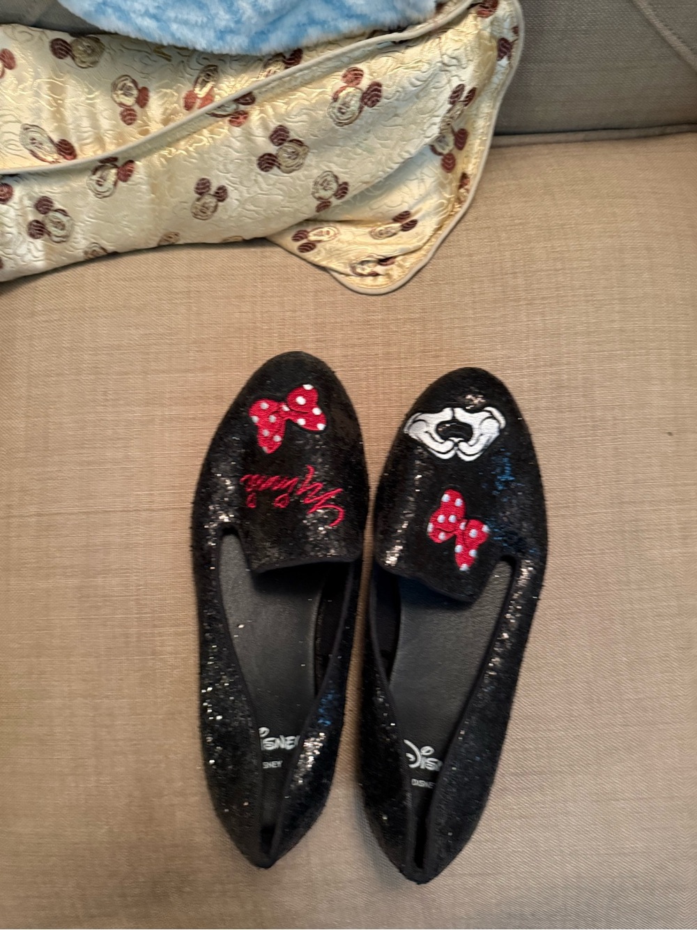 Torrid Disney Black Glitter Minnie Shies with Red Polka Dot Bows